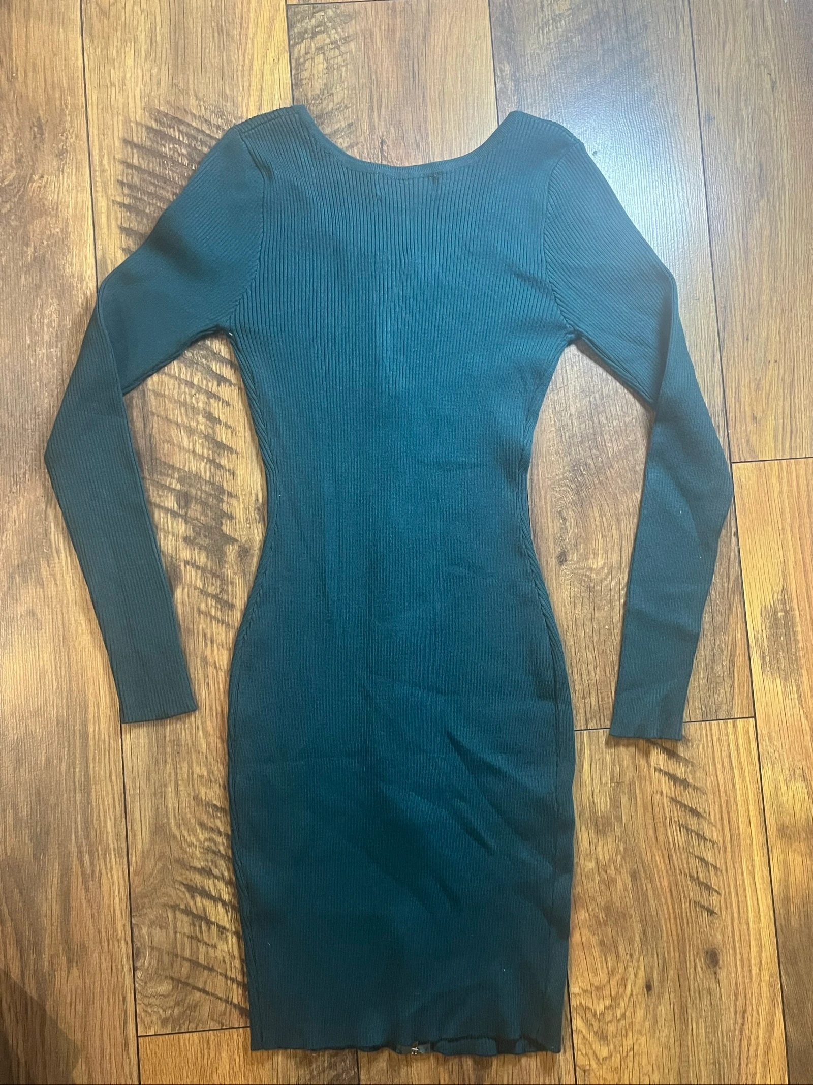 Vestido de punto ajustado con cremallera color verde pato - LU NYC - talla S - muy buen estado – photo 6